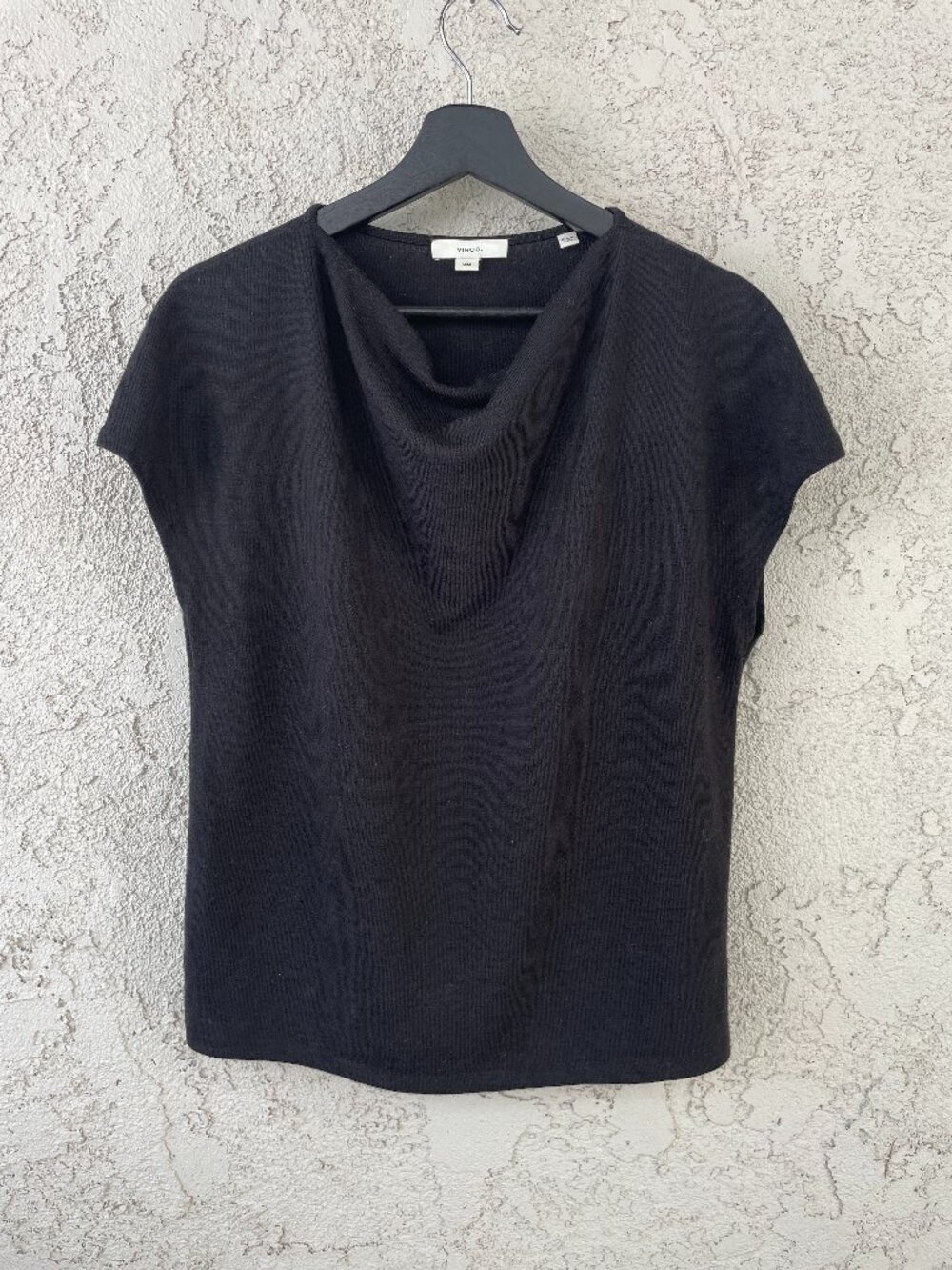 Vince Black Cowl Neck Sleeveless Blouse Stretch Jersey Tank Top Size Medium